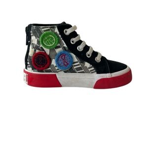 Marvel Ground Up Patches Kids Black and Red Hi Top Sneakers Removable Patches 8T